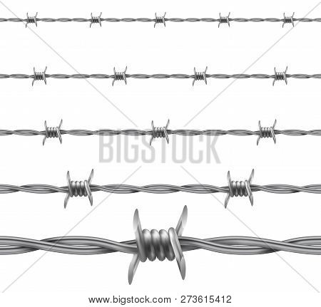 Barbed Wire. Repetitive, Seamless Protective Wire Elements. Vect