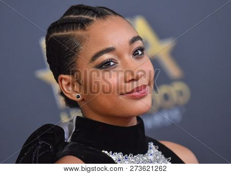 LOS ANGELES - NOV 04:  Amandla Stenberg arrives for the 2018 Hollywood Film Awards on November 4, 2018 in Beverly Hills, CA