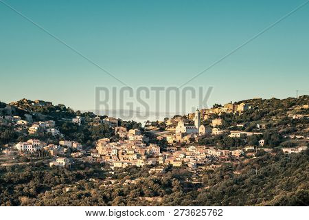 The Village Of Corbara In The Balagne Region Of Corsica