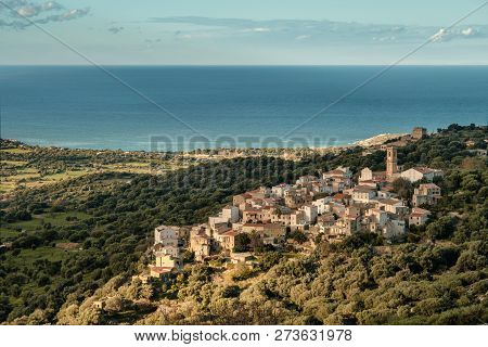The Village Of Aregno In The Balagne Region Of Corsica