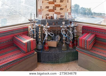 Madaba, Jordan, December 05, 2018 : The Interior Of The Roadside Restaurant Near The City Madaba In 