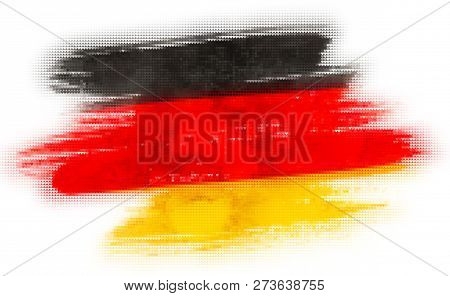 Mosaic Heart Tiles Painting Of Germany Flag Blown In The Wind Isolated On White Background.