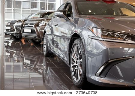 Russia, Izhevsk - October 20, 2018: Showroom Lexus. New Cars Lexus In Dealer Showroom. Modern Transp