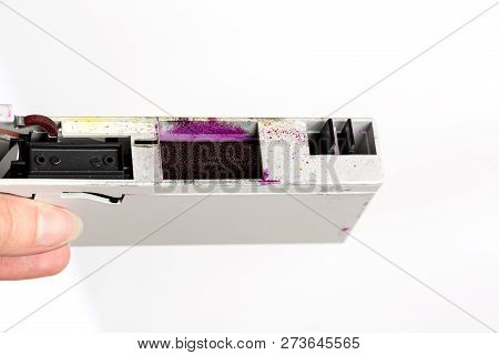 Printhed Cleaner Used For Plotter In Hand On White Background