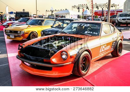 Dubai, Uae - November 15, 2018: Motor Car Datsun 280z Takes Part In The Annual Gulf Car Festival.