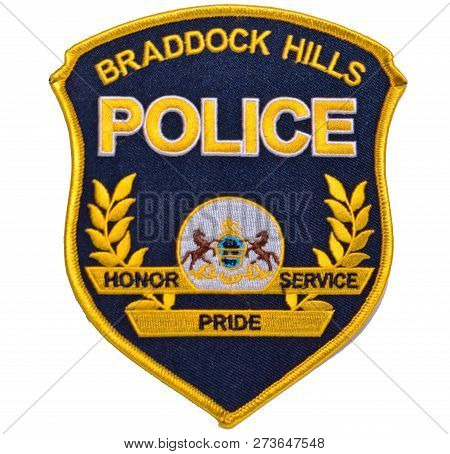 A Black And Gold Braddock Hills Police Shoulder Patch On A White Background From The Braddock Hills 
