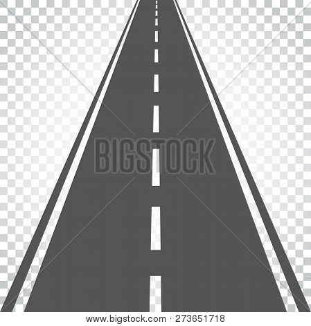 Straight Road With White Markings Vector Illustration. Highway R