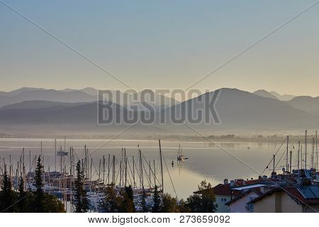 Beautiful Bay And Port Of Fethiye During Sunset, Turkey