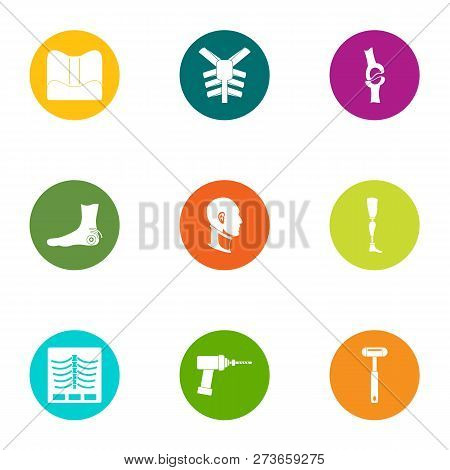 Fix The Bone Icons Set. Flat Set Of 9 Fix The Bone Icons For Web Isolated On White Background