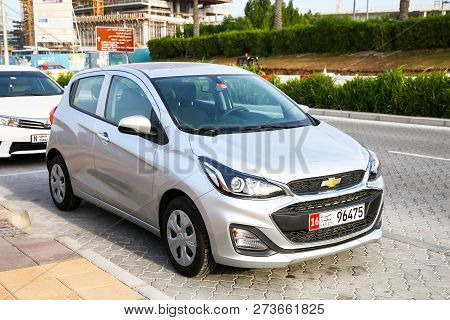 Dubai, Uae - November 16, 2018: Motor Car Chevrolet Spark In The City Street.