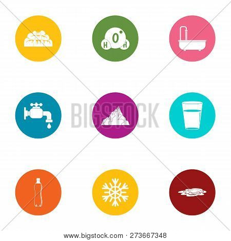 Water Pipe Icons Set. Flat Set Of 9 Water Pipe Icons For Web Isolated On White Background