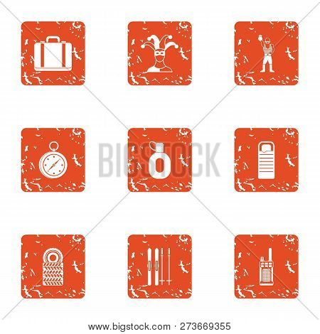 Clownery Icons Set. Grunge Set Of 9 Clownery Icons For Web Isolated On White Background