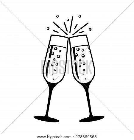 Champagne Glass Vector Icon.