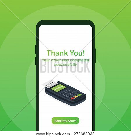 Payment Approved Credit Card Icon. Flat Illustration Of Payment Approved Credit Card Vector Icon For