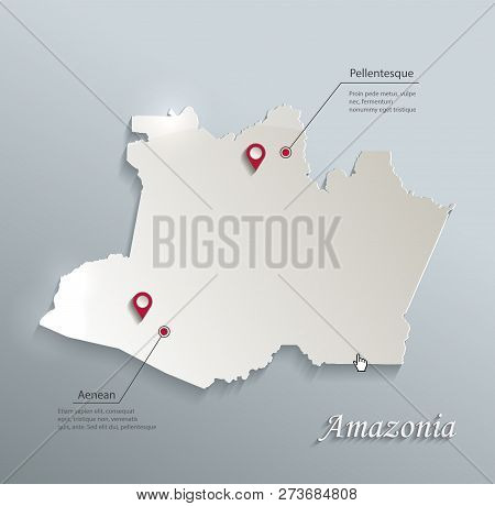 Amazonia Map Blue White Card Paper 3d Vector
