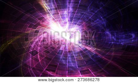 Bright Abstraction Contours With Grid And Immitation Of Universal, 3d Rendering Backdrop, Computer G