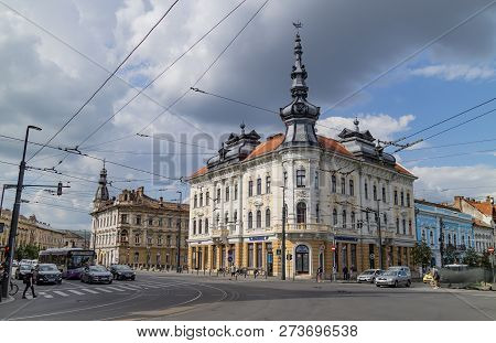 Cluj Napoca, Romania - July 27, 2018: A Typical Street View In The Center Of Cluj Napica, Romania