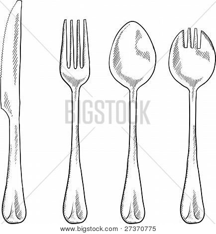 Croquis d'ustensiles de table