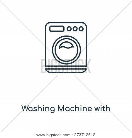 Washing Machine With Dots Icon In Trendy Design Style. Washing Machine With Dots Icon Isolated On Wh