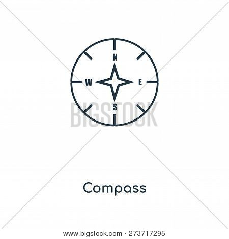 Compass Icon In Trendy Design Style. Compass Icon Isolated On White Background. Compass Vector Icon 