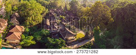 Aerial Shot Of The Pura Gunung Lebah Temple In Ubud On The Bali Island