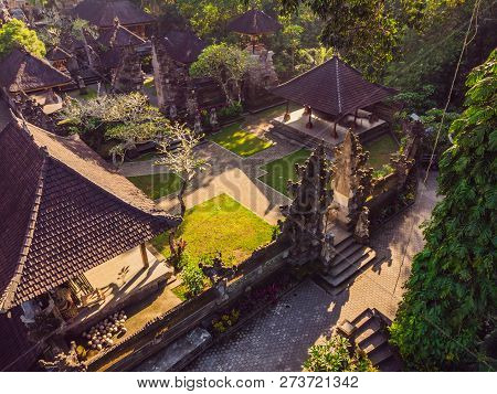 Aerial Shot Of The Pura Gunung Lebah Temple In Ubud On The Bali Island