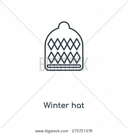 Winter Hat Icon In Trendy Design Style. Winter Hat Icon Isolated On White Background. Winter Hat Vec