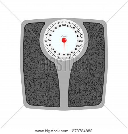 Bathroom Weight Scale In Realistic Style. Weight Scale Fitness Sport Concept. Vector Illustration Ep