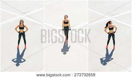 Young, Fit And Sporty Woman Doing Sports At The Stret. Fitness, Sport, Urban Jogging And Healthy Lif