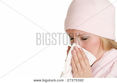 Beteg nő influenza tüsszögés