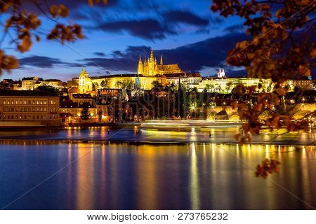 Prague Castle After Sunset. Czech Republic. 2018year