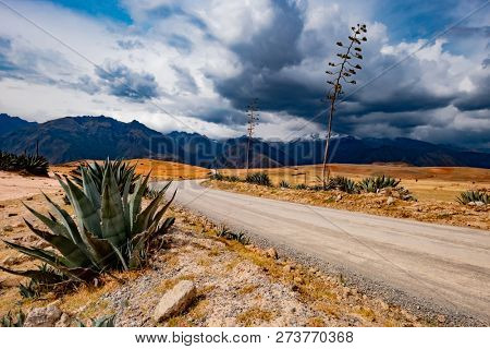Road among mountanious Peru landscape