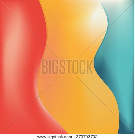 Colorful Bright Vector Background. Red, Yellow And Green Gradient Waves.