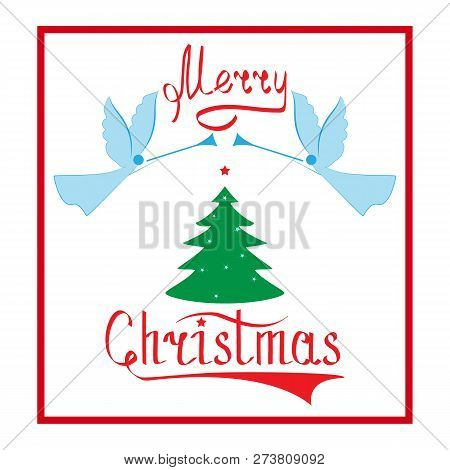 Christmas Angels With Quote Merry Christmas As Symbol Of Christmas And New Year. Fashion Design. Mod
