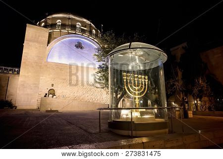 Menorah - The Golden Seven-barrel Lamp - The National And Religious Jewish Emblem Near The Dung Gate