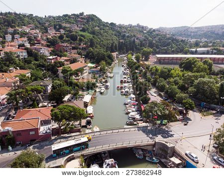 Aerial Drone View Of Goksu River In Beykoz / Istanbul.