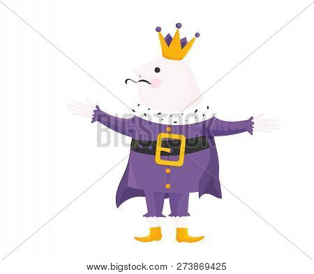 Royal Vector Illustration In A Cartoon Style: His Majesty The King Isolated. Happy Medieval French K