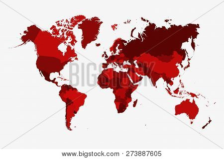 Similar Political World Map Vector, Isolated On White Background. Flat Earth Globe. Worldmap Baclgro