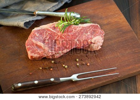 Fresh Juicy Medium Rare Beef Grillsteak. Barbecue Meat Close Up.