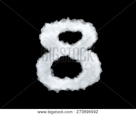 3d Rendering Of A Cloud Shaped As Number 8 Isolated On Black Background.