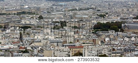 Paris, France - August 20, 2018: Panorama From Eiffel Tower With Many Parisan Houses