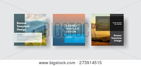 Set Of Vector Banners For Social Media With Place For Photo And Transparent Dies For Text.