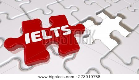 Ielts. The Inscription On The Missing Element Of The Puzzle. Folded White Puzzles Elements And One R