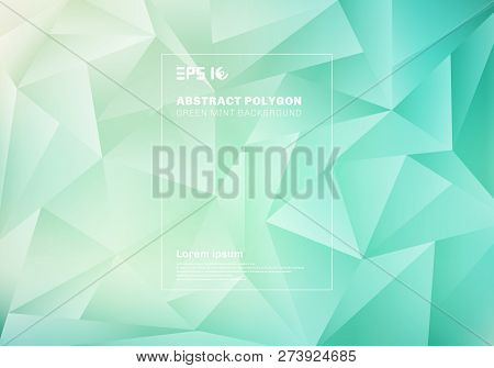 Abstract Low Polygon Or Triangles Pattern On Blue Green Mint Background And Texture. Vector Illustra
