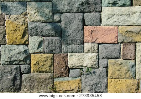 Coloured Stone Wall Texture Material, Pattern, Surface Background