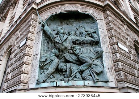 Budapest, Hungary - January 29, 2016: Memorial Wall Dedicated To Soldiers Of World War I And Budapes