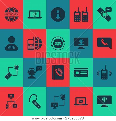 Communication Icons Set With User Relationship, Greeting Female Operator, Computer Operator And Othe