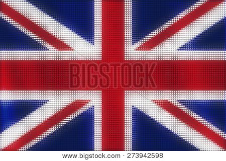 Mosaic Heart Tiles Painting Of Great Britain Flag Blown In The Wind, Love Patriotic Concept.