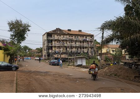 Bissau, Republic Of Guinea-bissau - February 5, 2018: Street Scene In The City Of Bissau With People
