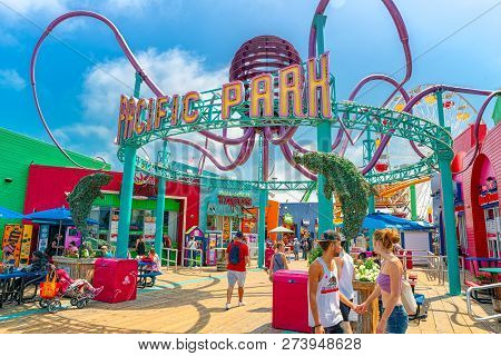 Amusement Park-pacific Park On Santa Monica Pier. La. California.